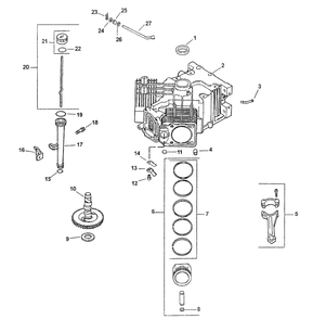 Kohler Crankcase Diagram and Parts List for 3654 53AB5B8K100-ZT54 Cub Cadet Lawn Mower